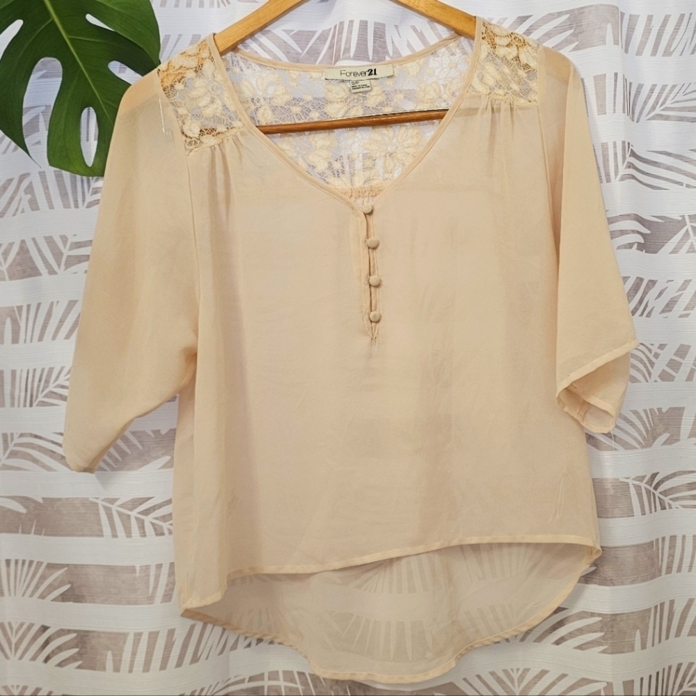 Forever 21 Semi-sheer beige blouse